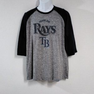 Tampa Bay Rays majestic Men Size XL Navy Performance 3/4 Sleeve TShirt Bx012